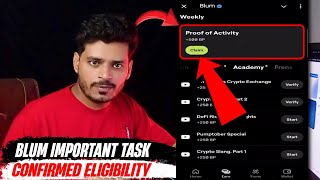 Blum Proof Of Work Telegram UpdateImportant Task for Eligibility blum airdrop telegram crypto [upl. by Maressa411]