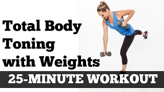 Full Body Full Length Fat Burning Workout  Total Body Toned 25 Minute Home Exercise With Dumbbells [upl. by Ferree]