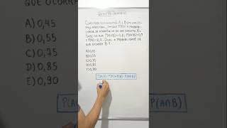 Questão de Probabilidade da União dos Eventos A e B matemática probabilidade evento shortsvideo [upl. by Nayarb]