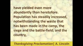 Thanksgiving Proclamation  Abraham Lincoln  1863  Hear the Text [upl. by Nesrac176]