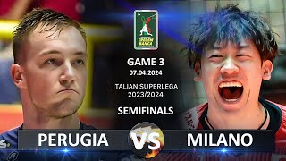 Semifinals of Italian Volleyball SuperLega 20232024  Perugia vs Milano [upl. by Eirised]