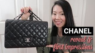 CHANEL JUMBO CLASSIC SINGLE FLAP REVEAL amp FIRST IMPRESSION REVIEW  FashionablyAMY [upl. by Godfry]