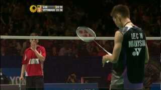 R16  MS  Lee CW vs H Vittinghus  2012 All England [upl. by Ahsaercal]