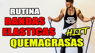 RUTINA EJERCICIOS BANDAS ELASTICAS  HIIT QUEMA GRASAS [upl. by Zoila]