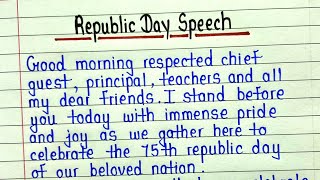 Speech on republic day in english 2024  Republic Day speech writing  26 January speech for student [upl. by Mendive138]