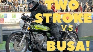 Most Amazing Kawasaki H1 500 Two Stroke Challenges Hayabusa [upl. by Acnaiv21]