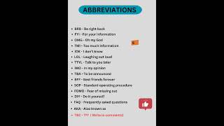 abbreviations for daily used English sentences  Advance English [upl. by Yrrap]