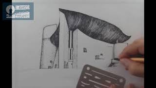 Dibujando Notre Dame du Haut en Ronchamp  Architecture Speed Drawing [upl. by Tenaj728]