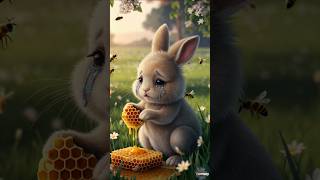 Cute baby eating cartoon 🐇🍯shorts rabbits cartoon SadAiStory1ailoveaiv5y [upl. by Doralia]