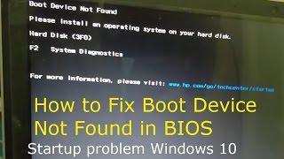 How to fix Boot Device Not Found Hard disk error 3F0 in HP Pavilion Windows 10 Laptop [upl. by Fernandes98]