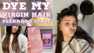 DYE MY VIRGIN HAIR PEEKABOO STYLE [upl. by Ayidah]