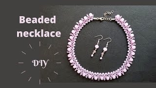 Crystal rondelle and bicone bead necklace tutorial diy how to make simple necklace [upl. by Nolie153]