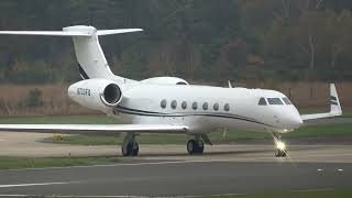 GULFSTREAM G550 N703FS DEPARTING FROM FARNBOROUGHEGLF TO NEWCASTLE 3112024 [upl. by Duj]