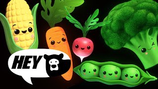 Hey Bear Sensory  Funky Veggies EXTENDED  Fun Animation with Music  Dance Video [upl. by Barfuss]