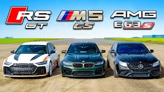 Кто победит в заезде BMW M5 CS Audi RS6 GT или AMG E63 S [upl. by Reagan]