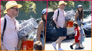 Macaulay Culkin enjoys a sunny family outing with fiancée Brenda Song and their two kids in Sherman [upl. by Ainod259]