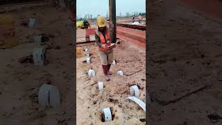 Insertion process of drainage board for soft soil foundation [upl. by Lanae]