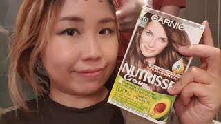 Dying my hair LIGHT BROWN with GARNIER Nutrisse Cream 5 [upl. by Mayram43]