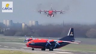 CAVOK AIR ANTONOV AN12BK Smokey Landing at Birmingham Airport  BHX [upl. by Nehr]