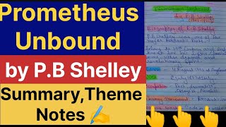 Prometheus Unbound by PB Shelley Summary Themes Character Biography Handwritten Notes ✍️UGC NET [upl. by Marlie]