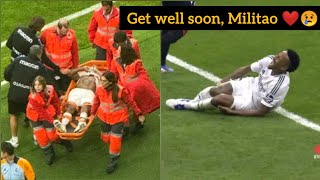 Eder Militao Stretched Off After His Horrific Injury Vs Osasuna 😢 [upl. by Kosel]