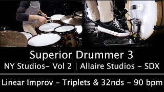 Superior Drummer 3 w Edrums  Linear Improv  Triplets amp 32nds  Allaire Studios SDX  Luke Oswald [upl. by Ardeahp]