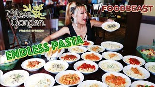 Olive Garden Endless Pasta Eating Challenge ft Foodbeast  RainaisCrazy [upl. by Streeto92]