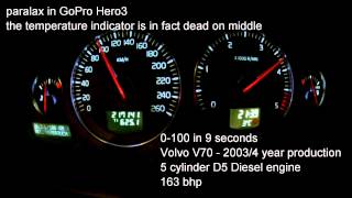 Volvo V70 D5 24  acceleration 0100 kmh diesel D5 163 bhp [upl. by Tuneberg]