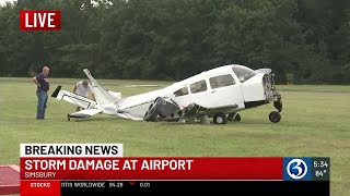 Storm sends plane 300 feet into air at Simsbury Airport [upl. by Nauwaj147]