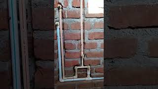 Bathroom water line pipes fitting plumbing work wall mixer setting [upl. by Anuaf]