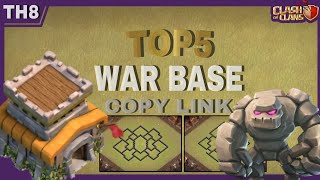 TOP 5 TH8 WAR BASE WITH LINK  TOWN HALL 8 WAR BASE COPY LINK 2024 [upl. by Tarr]