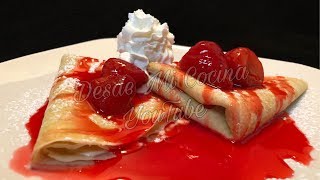 CREPAS de FRESAS con CREMA Estilo IHOP  DESDE MI COCINA by Lizzy [upl. by Sikata656]