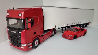 SOLIDO TRUCK EDITION SCANIA 580S V8 HIGHLINE SEMI AND TAUTLINER TRAILER 124 SCALE DIECAST MODEL [upl. by Jt]