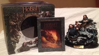 The Hobbit The Desolation of Smaug Extended Edition 3D BluRay Box Set w Barrel Statue Unboxing [upl. by Yhtak]