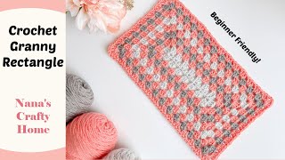 Crochet Granny Rectangle Pattern  Easy and great for blankets [upl. by Anitrak]