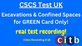 CSCS Card UK  CSCS Test 2024  CSCS Test for Green Card  18 excavation amp confinedspace [upl. by Maro]