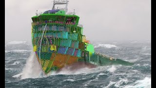 HUGE SHIPS OVERCOME ROGUE WAVES IN SHOCKING STORM [upl. by Nnylekoorb]