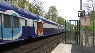 BB27300 et VB2N livrée Transilien  Arrivée à la gare de Fontenay Le Fleury sur la ligne N [upl. by Tabshey]