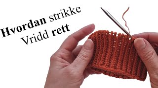 Hvordan Strikke Vrangbord Med Vridd Rett [upl. by Norrabal]