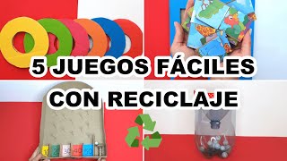 5 JUEGOS MUY DIVERTIDOS CON RECICLAJE  FÁCILES Y BARATOS [upl. by Ytirehc285]