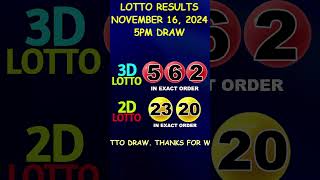 Lotto Result November 16 2024 5pm Draw shorts [upl. by Wack763]