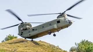 US Tandem Rotor Helicopter Chinook Pilots Awesome TwoWheel Landing [upl. by Nikolas716]