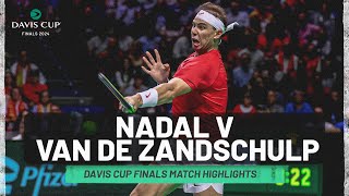 Rafas Last Professional Match  Rafael Nadal v Botic Van De Zandschulp Highlights  Davis Cup 2024 [upl. by Atla573]