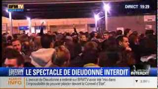 le soir de linterdiction du spectacle le mur de dieudonné sur BFM [upl. by Uos390]