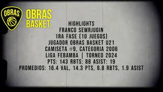 Liga Febamba 2024  1ra Fase EneroAbril  Highlights Fran Sewrjugin  U21  Obras Basket [upl. by Casimire]