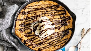 How to make the best Pizookie Chocolate Chip Skillet Cookie [upl. by Idihc]