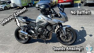 Yamaha FZ1 Fazer  Full SS Delkevic Exhaust System WO Baffle [upl. by Glyn]