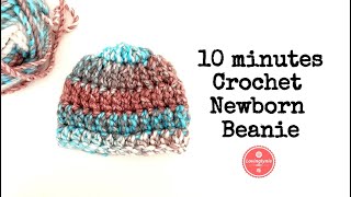 10 minutes Crochet Super Bulky Newborn Beanie [upl. by Gnilyam810]