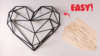 How to make Geometric Heart with Sticks  Perfect for Decor [upl. by Howlend]