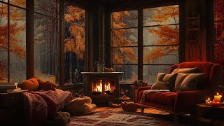 Autumn Ambience 🍂 Rain amp Fireplace Sounds for a Calm Night of Study amp Relaxation 🌧️ [upl. by Liane940]